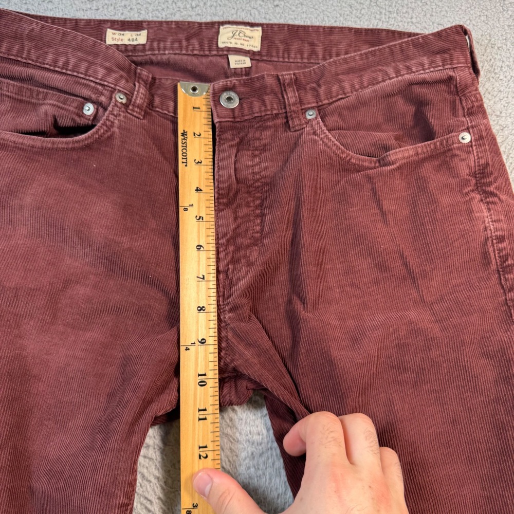 J.Crew 484 Slim Fit Corduroy Pants Mens 34x32 Maroon Stretch Re-Imagined - Picture 7 of 11